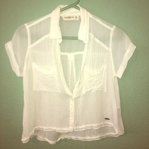 cropped white button up